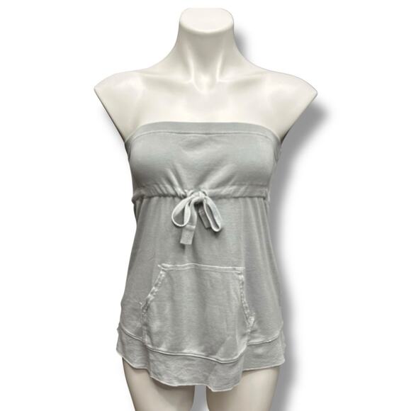 A|X Armani Exchange Tank Tube Top Light Heather Gray Pima Cotton Pocket Sz M Y2K - Picture 1 of 13